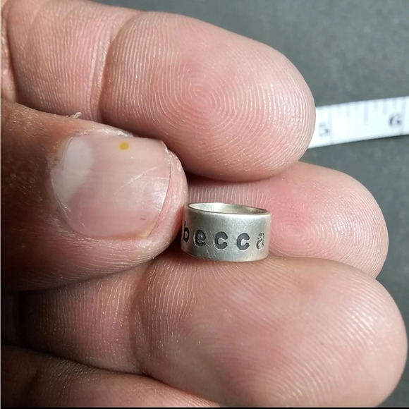 Sterling silver 925 half inch round barrel bead charm pendant engraved Rebecca - Picture 2 of 8